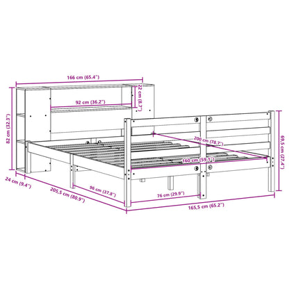 vidaXL Bookcase Bed without Mattress White 160x200 cm Solid Wood Pine