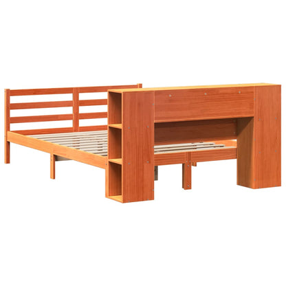 vidaXL Bookcase Bed without Mattress Wax Brown 135x190 cm Double Solid Wood Pine