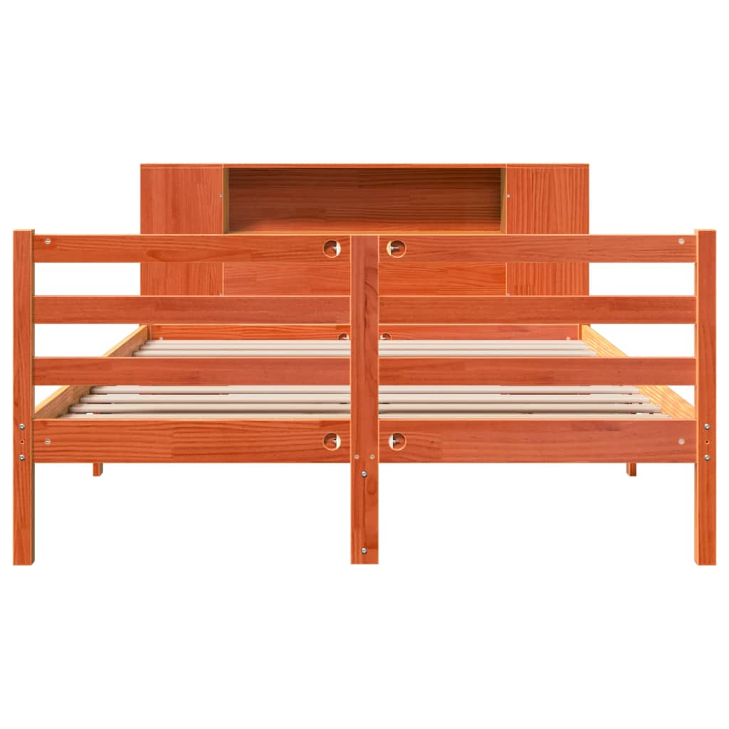 vidaXL Bookcase Bed without Mattress Wax Brown 140x190 cm Solid Wood Pine
