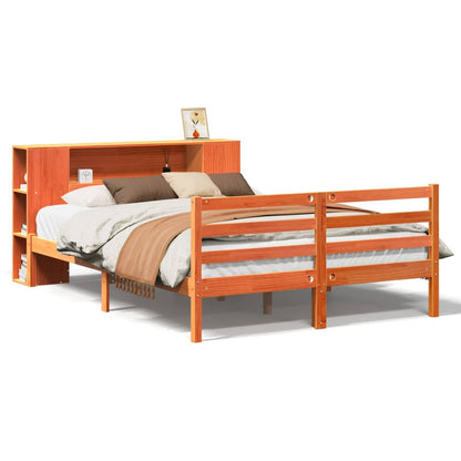 vidaXL Bookcase Bed without Mattress Wax Brown 140x200 cm Solid Wood Pine