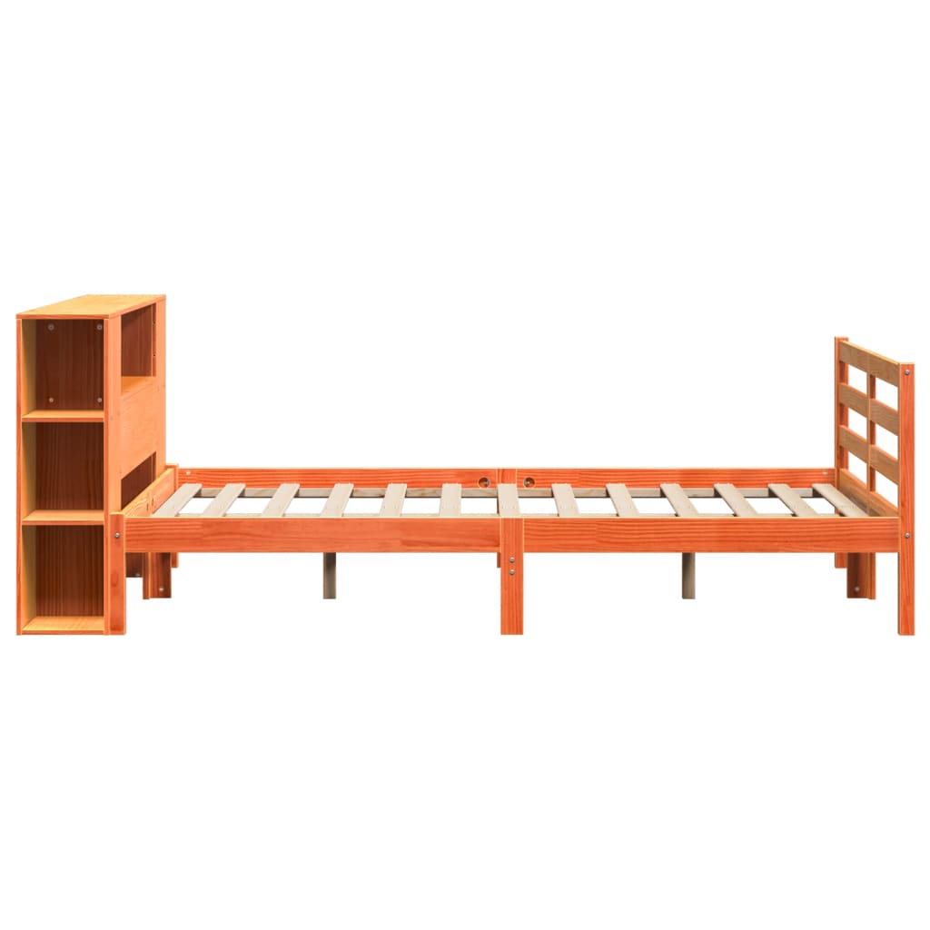 vidaXL Bookcase Bed without Mattress Wax Brown 140x200 cm Solid Wood Pine