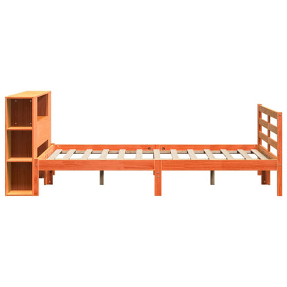 vidaXL Bookcase Bed without Mattress Wax Brown 140x200 cm Solid Wood Pine
