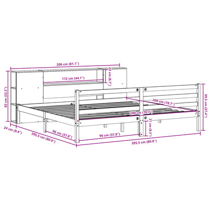 vidaXL Bookcase Bed without Mattress Wax Brown 200x200 cm Solid Wood Pine