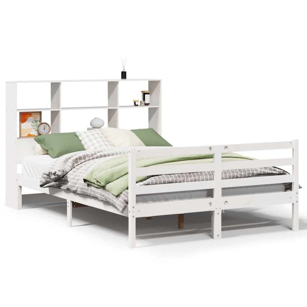 vidaXL Bookcase Bed without Mattress White 160x200 cm Solid Wood Pine