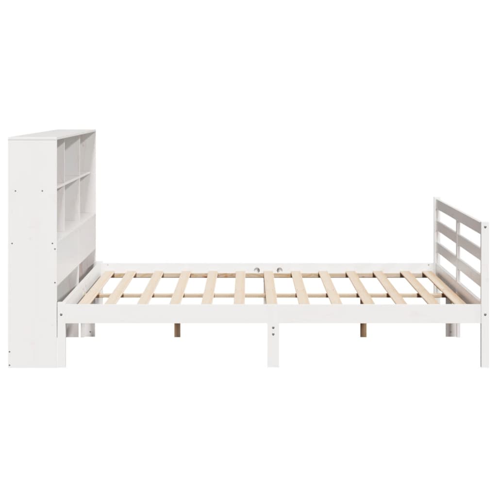 vidaXL Bookcase Bed without Mattress White 180x200 cm Super King Solid Wood Pine