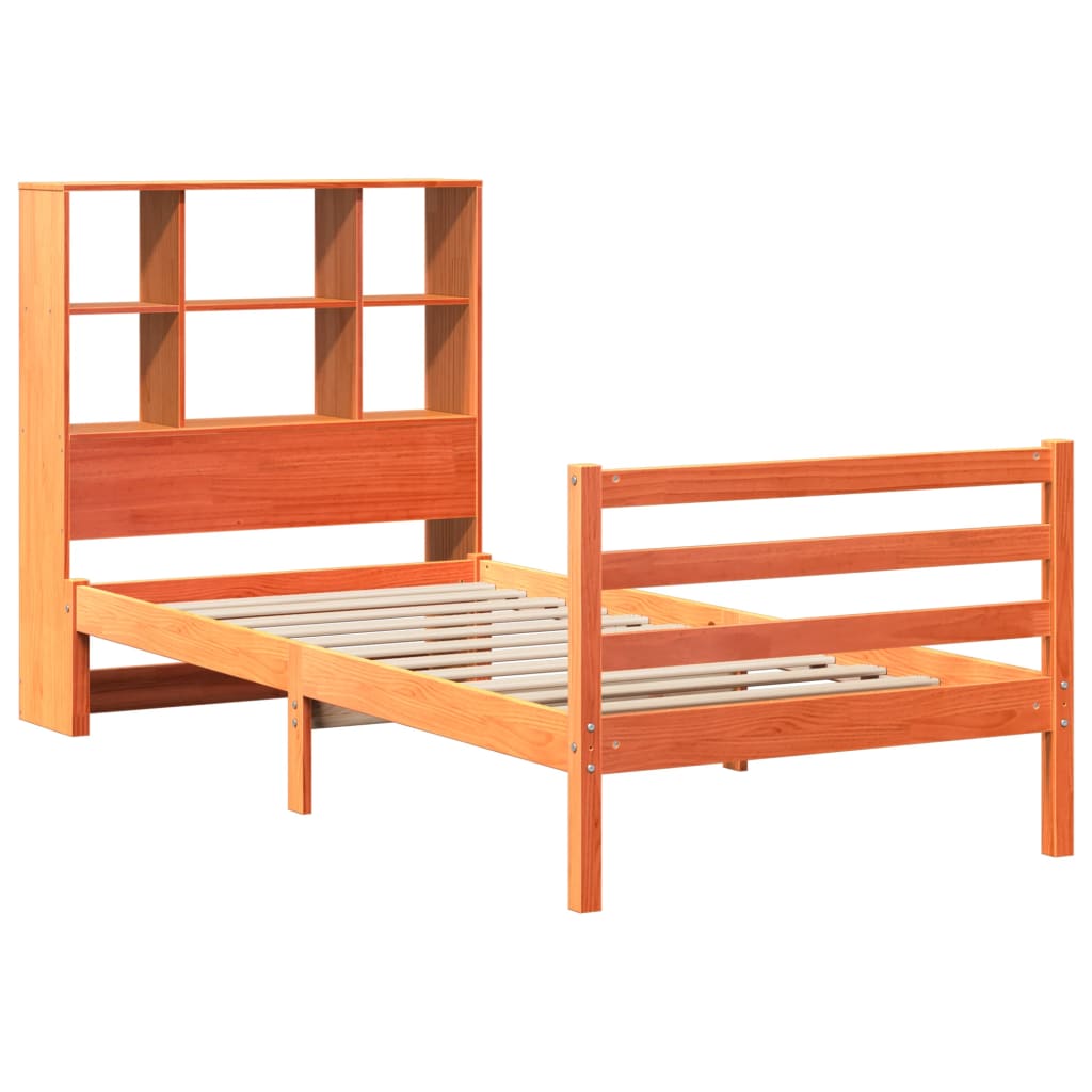 vidaXL Bookcase Bed without Mattress Wax Brown 75x190 cm Small Single Solid Wood