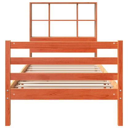 vidaXL Bookcase Bed without Mattress Wax Brown 75x190 cm Small Single Solid Wood