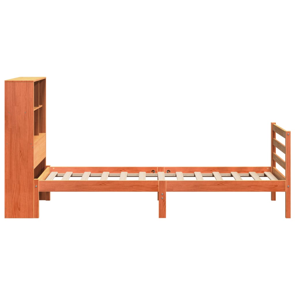 vidaXL Bookcase Bed without Mattress Wax Brown 75x190 cm Small Single Solid Wood