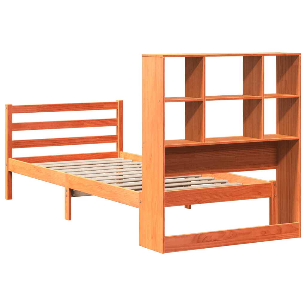 vidaXL Bookcase Bed without Mattress Wax Brown 75x190 cm Small Single Solid Wood