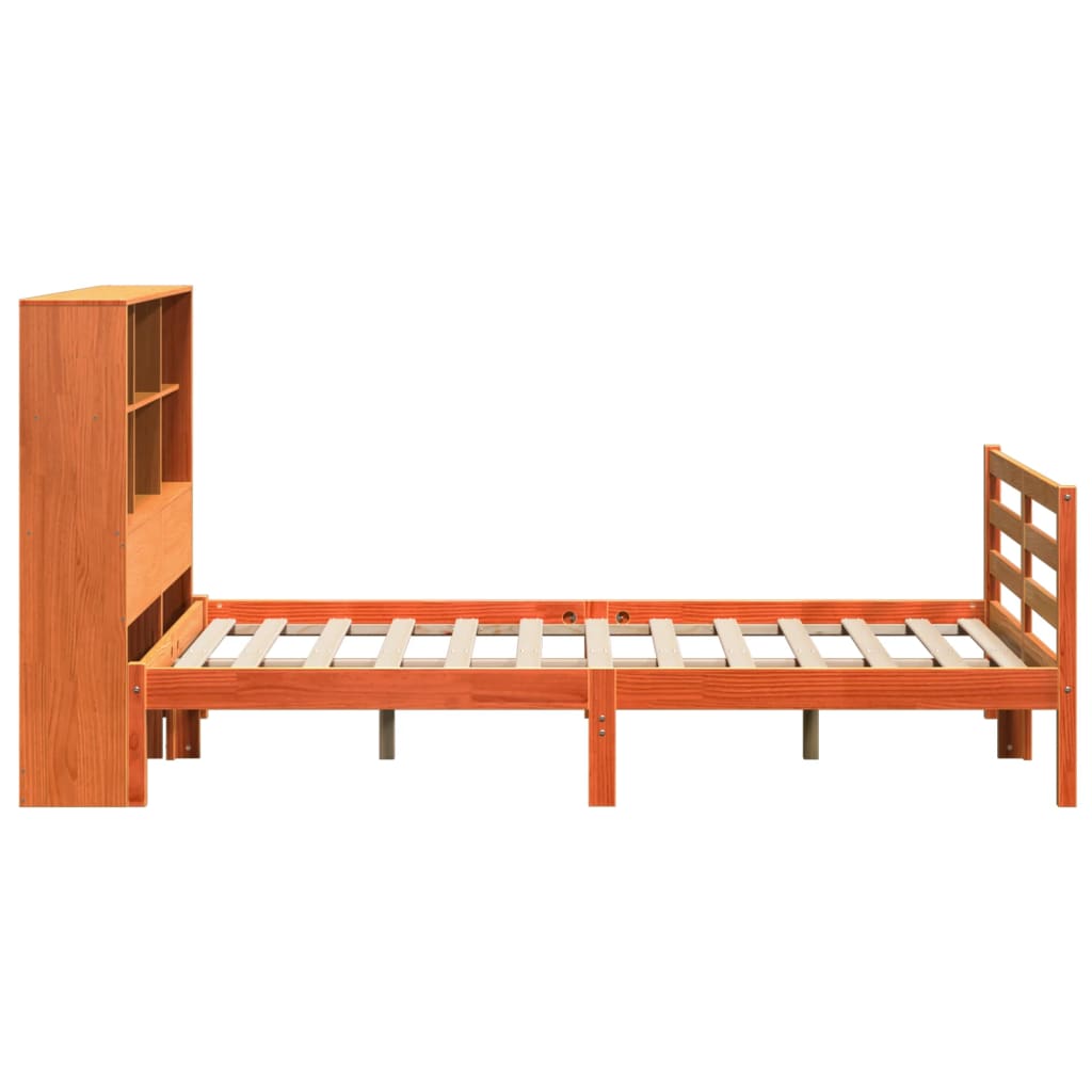 vidaXL Bookcase Bed without Mattress Wax Brown 140x190 cm Solid Wood