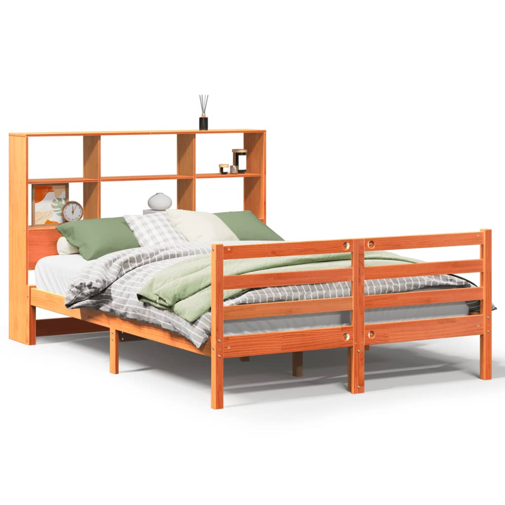 vidaXL Bookcase Bed without Mattress Wax Brown 140x200 cm Solid Wood