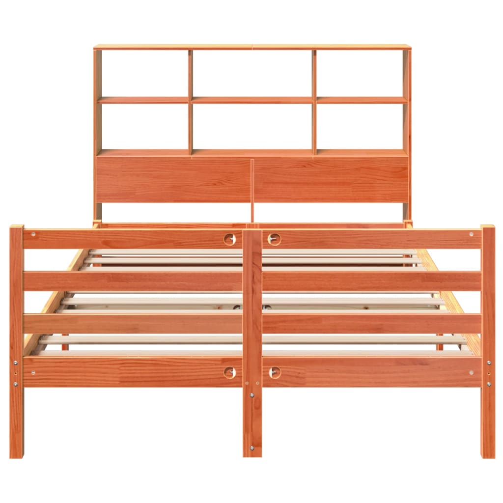 vidaXL Bookcase Bed without Mattress Wax Brown 140x200 cm Solid Wood