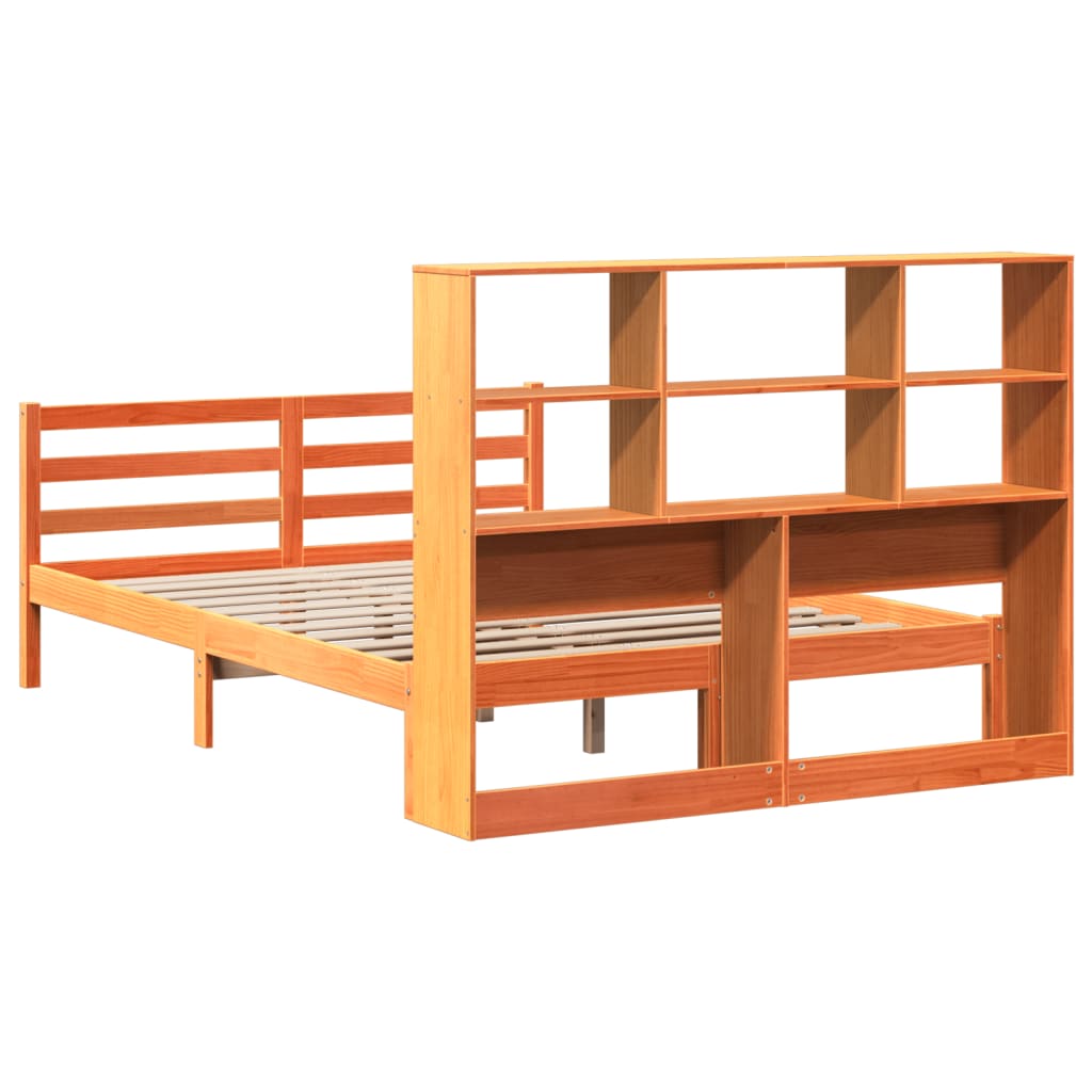 vidaXL Bookcase Bed without Mattress Wax Brown 140x200 cm Solid Wood