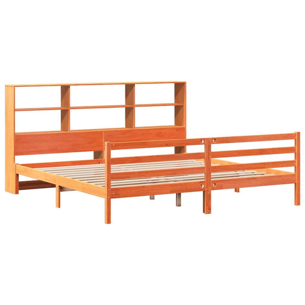 vidaXL Bookcase Bed without Mattress Wax Brown 180x200 cm Super King Solid Wood