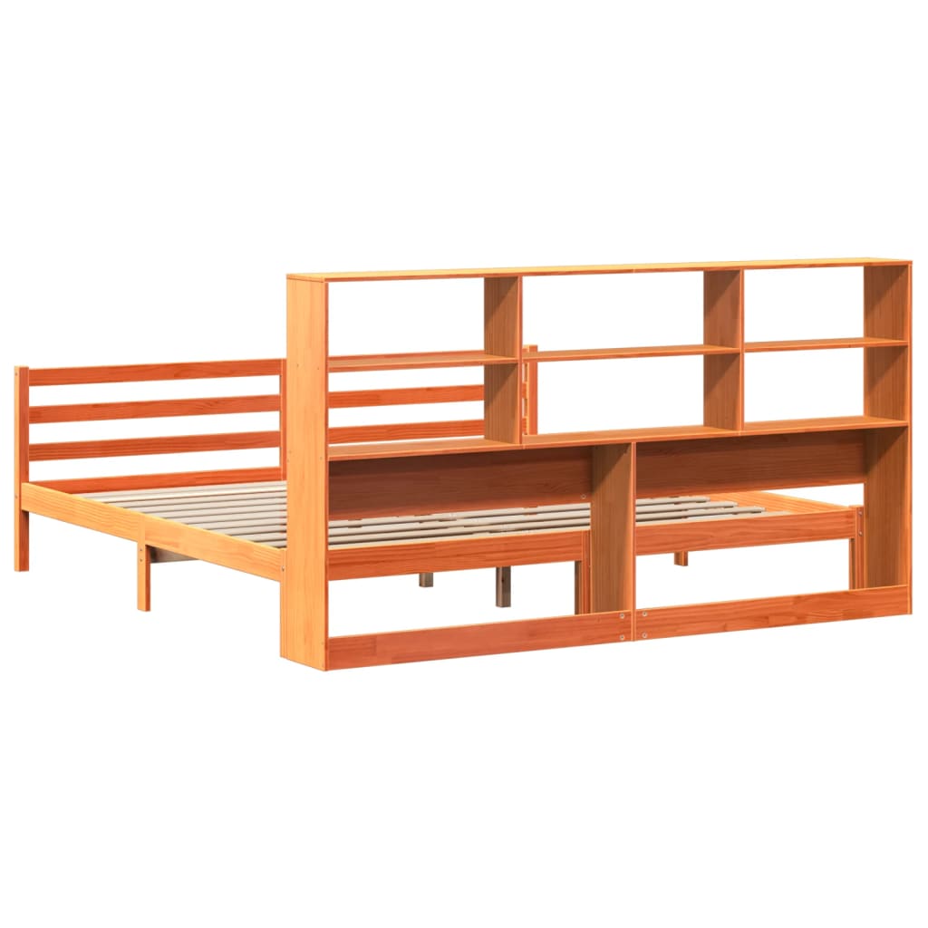 vidaXL Bookcase Bed without Mattress Wax Brown 180x200 cm Super King Solid Wood