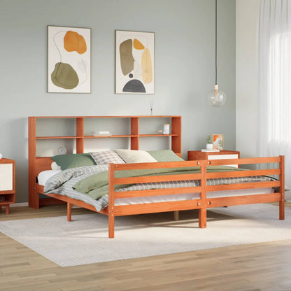 vidaXL Bookcase Bed without Mattress Wax Brown 180x200 cm Super King Solid Wood