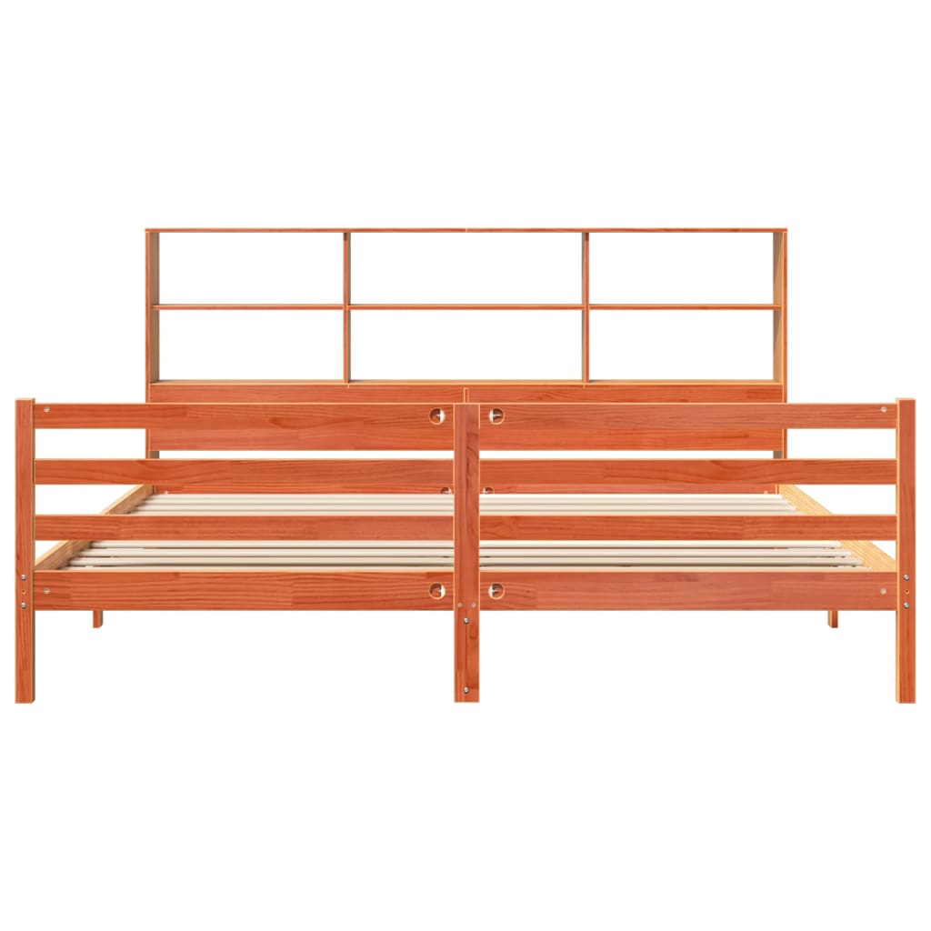 vidaXL Bookcase Bed without Mattress Wax Brown 200x200 cm Solid Wood