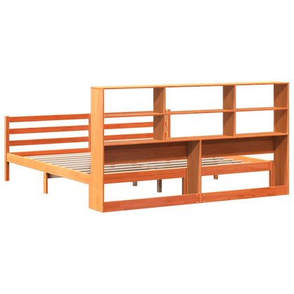 vidaXL Bookcase Bed without Mattress Wax Brown 200x200 cm Solid Wood