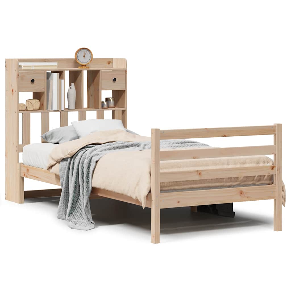 vidaXL Bookcase Bed without Mattress 75x190 cm Small Single Solid Wood Pine