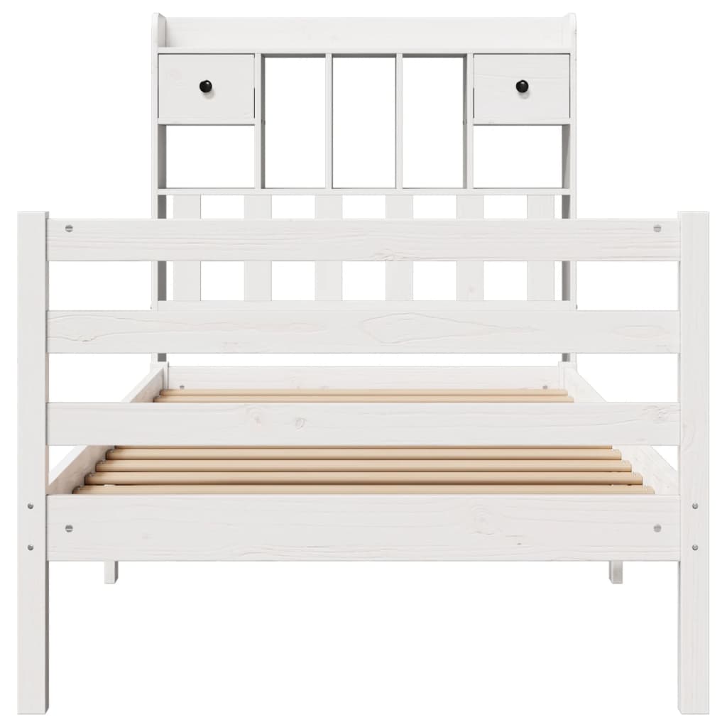 vidaXL Bookcase Bed without Mattress White 90x190 cm Single Solid Wood Pine