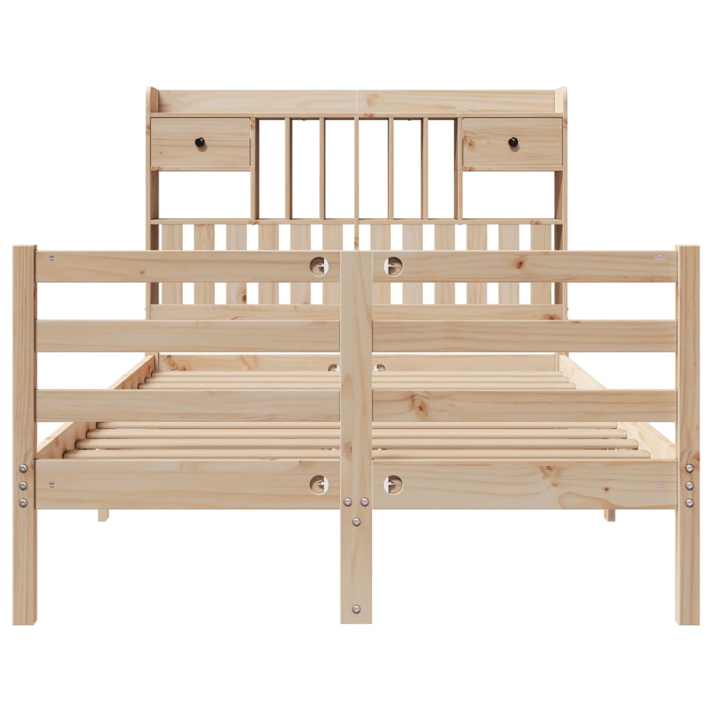 vidaXL Bookcase Bed without Mattress 135x190 cm Doouble Solid Wood Pine