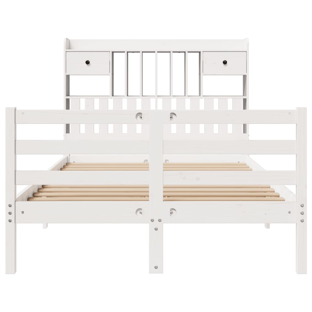 vidaXL Bookcase Bed without Mattress White 135x190 cm Doouble Solid Wood Pine