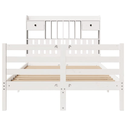 vidaXL Bookcase Bed without Mattress White 135x190 cm Doouble Solid Wood Pine
