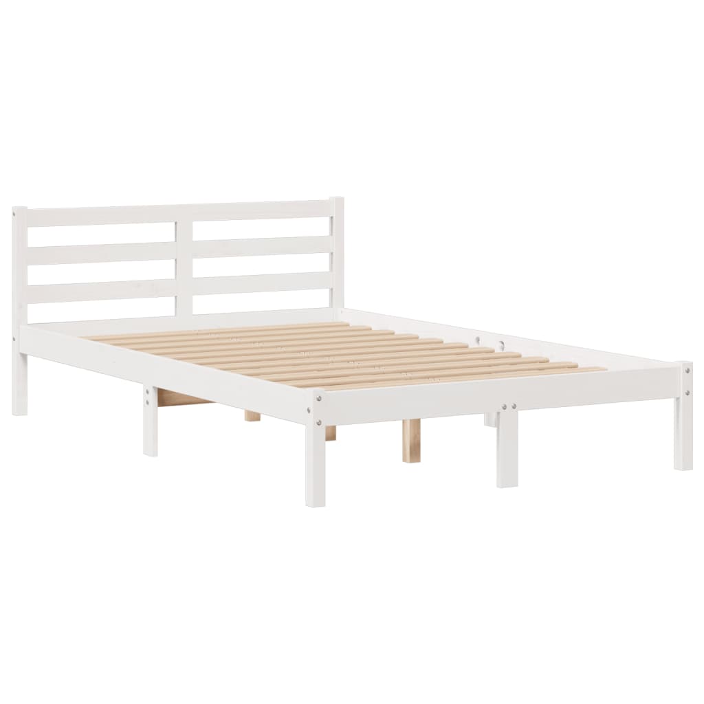 vidaXL Bookcase Bed without Mattress White 135x190 cm Doouble Solid Wood Pine