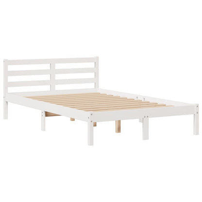 vidaXL Bookcase Bed without Mattress White 135x190 cm Doouble Solid Wood Pine