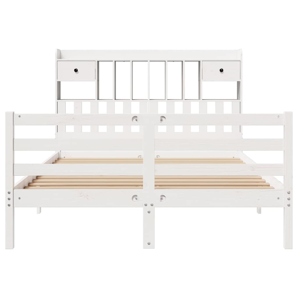 vidaXL Bookcase Bed without Mattress White 140x190 cm Solid Wood Pine