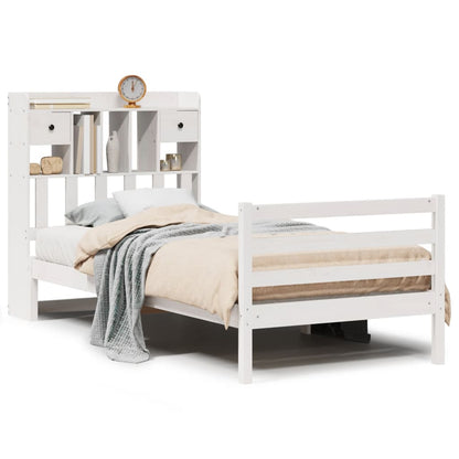 vidaXL Bookcase Bed without Mattress White 90x200 cm Solid Wood Pine