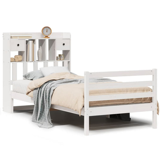 vidaXL Bookcase Bed without Mattress White 90x200 cm Solid Wood Pine
