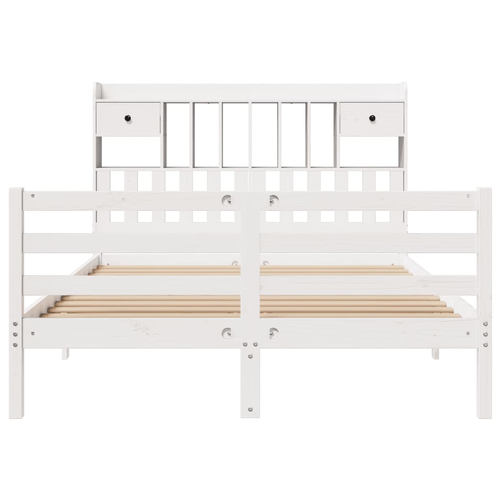 vidaXL Bookcase Bed without Mattress White 140x200 cm Solid Wood Pine