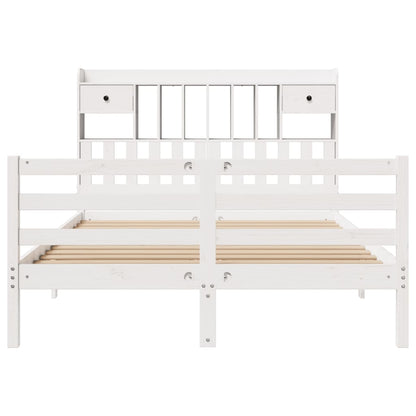 vidaXL Bookcase Bed without Mattress White 140x200 cm Solid Wood Pine