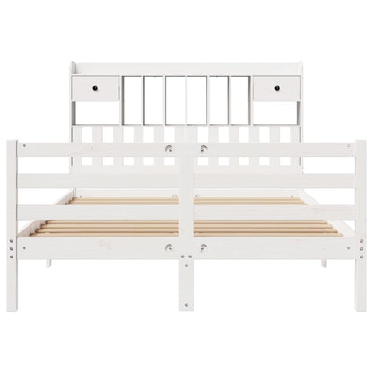 vidaXL Bookcase Bed without Mattress White 150x200 cm King Size Solid Wood Pine