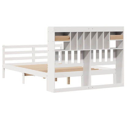 vidaXL Bookcase Bed without Mattress White 150x200 cm King Size Solid Wood Pine