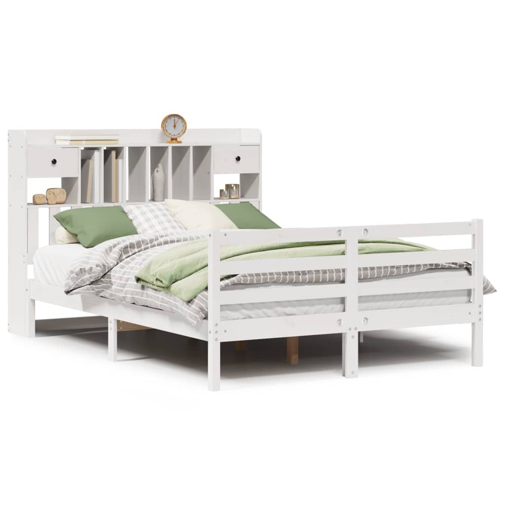 vidaXL Bookcase Bed without Mattress White 160x200 cm Solid Wood Pine
