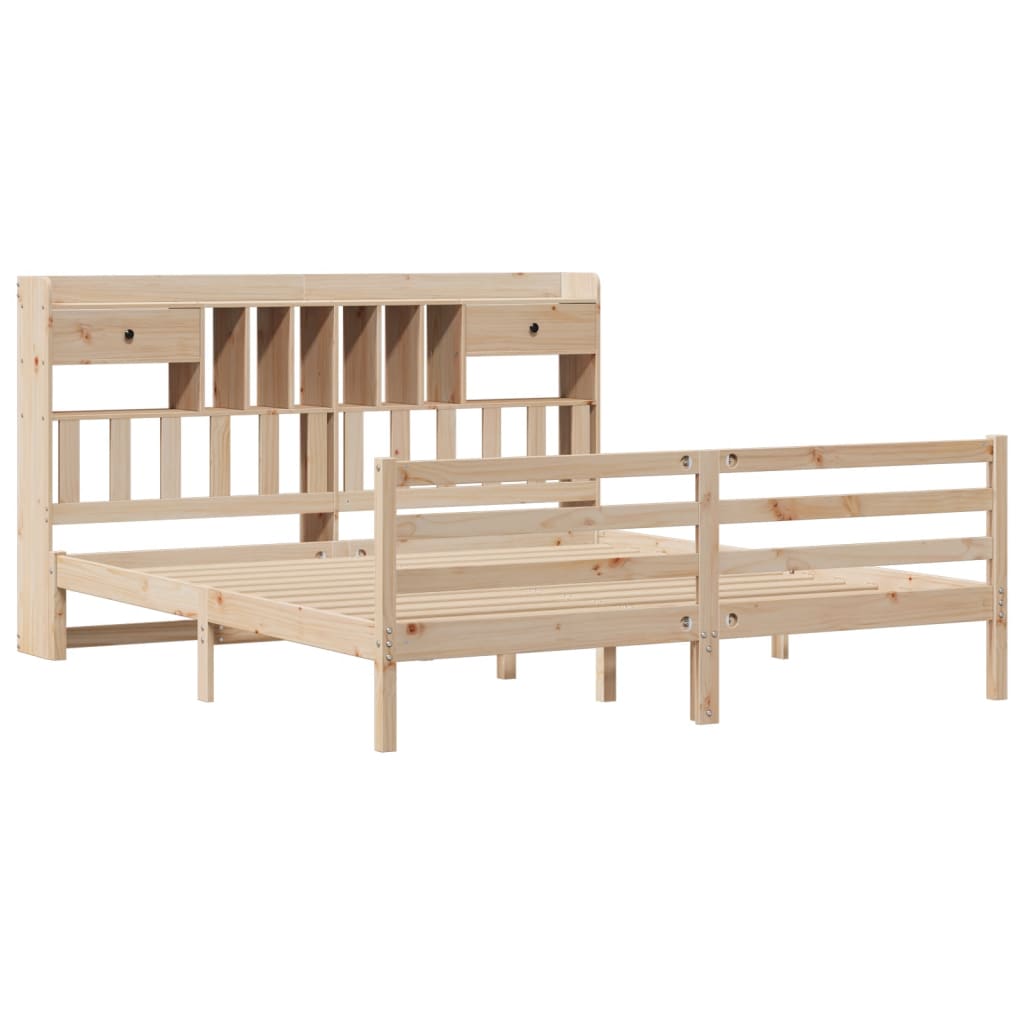 vidaXL Bookcase Bed without Mattress 180x200 cm Super King Solid Wood Pine