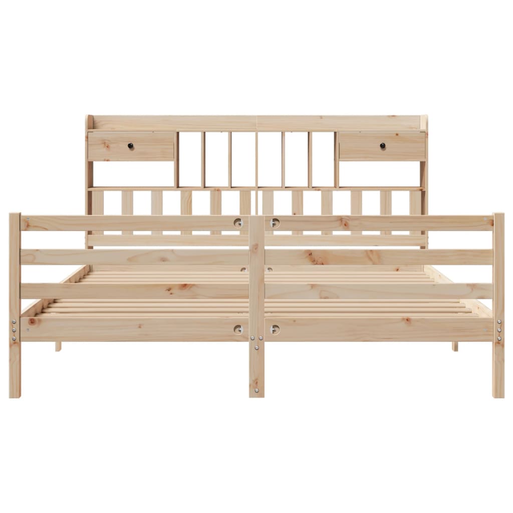 vidaXL Bookcase Bed without Mattress 180x200 cm Super King Solid Wood Pine