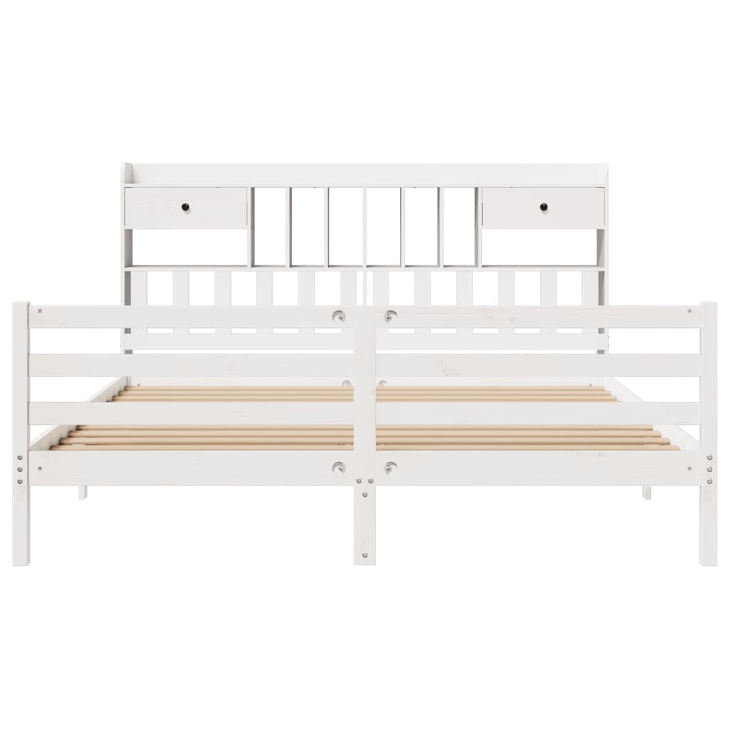 vidaXL Bookcase Bed without Mattress White 180x200 cm Super King Solid Wood Pine