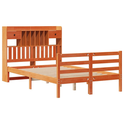 vidaXL Bookcase Bed without Mattress Wax Brown 135x190 cm Doouble Solid Wood Pine