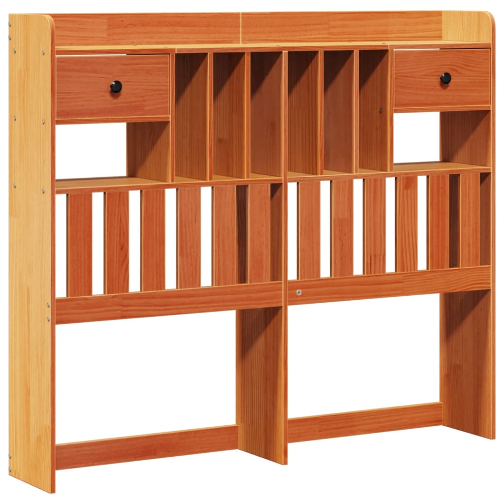 vidaXL Bookcase Bed without Mattress Wax Brown 135x190 cm Doouble Solid Wood Pine