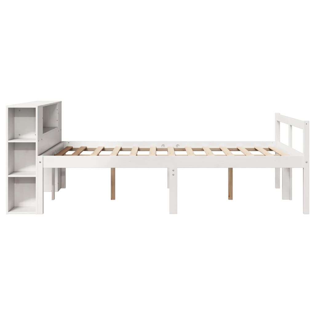 vidaXL Bookcase Bed without Mattress White 135x190 cm Double Solid Wood Pine
