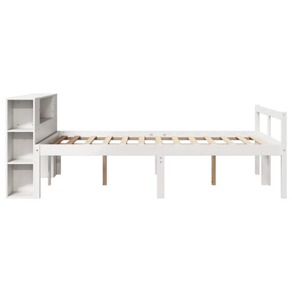 vidaXL Bookcase Bed without Mattress White 135x190 cm Double Solid Wood Pine
