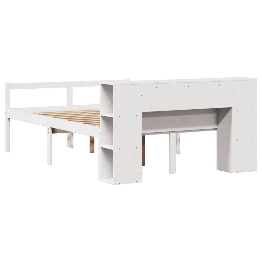 vidaXL Bookcase Bed without Mattress White 135x190 cm Double Solid Wood Pine