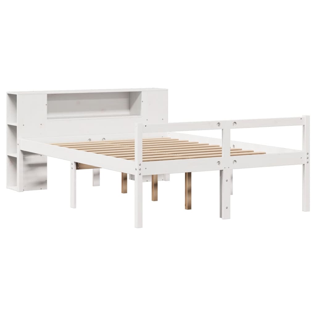 vidaXL Bookcase Bed without Mattress White 150x200 cm King Size Solid Wood Pine