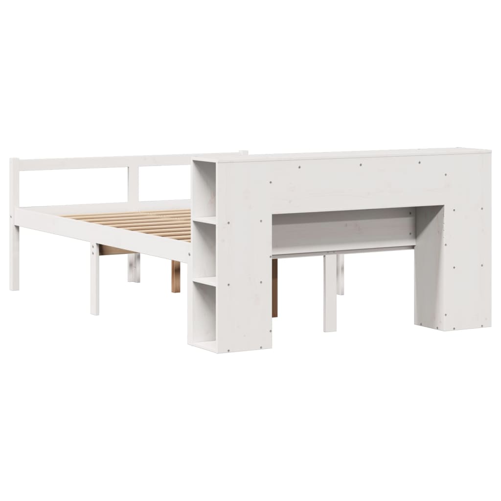 vidaXL Bookcase Bed without Mattress White 150x200 cm King Size Solid Wood Pine