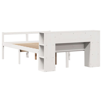 vidaXL Bookcase Bed without Mattress White 150x200 cm King Size Solid Wood Pine