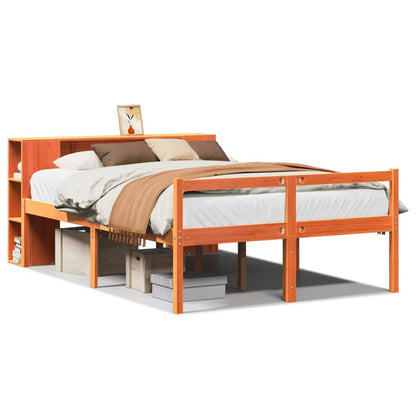 vidaXL Bookcase Bed without Mattress Wax Brown 140x200 cm Solid Wood