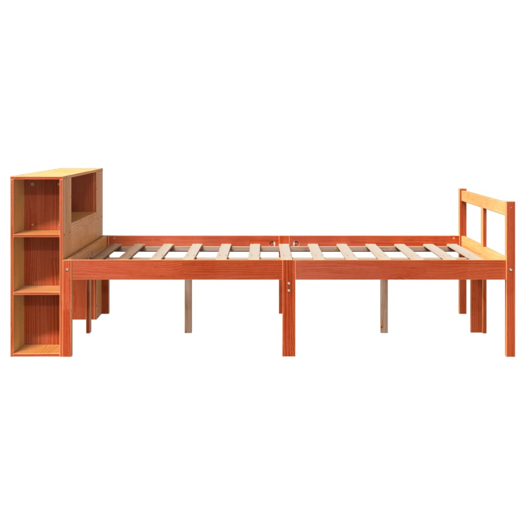 vidaXL Bookcase Bed without Mattress Wax Brown 150x200 cm King Size Solid Wood